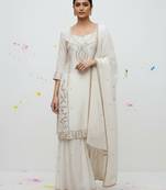 Women Ethnic Motifs Embroidered Regular Thread Work Kurta with Sharara & With Dupatta