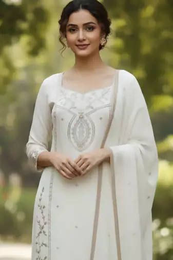 Women Ethnic Motifs Embroidered Regular Thread Work Kurta with Sharara & With Dupatta