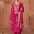 Floral Embroidered Zari Work Round Neck Straight Kurta With Trousers & Dupatta