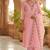 Beautiful pastel pink intricate floral embroidered kota doriya kurti pant suit set