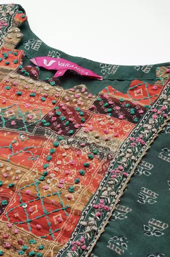 Embroidered Thread Work Pure Silk Fusion Kurta with Dhoti Pants