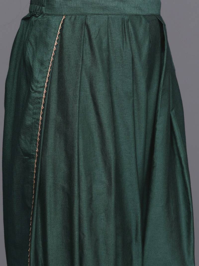 Embroidered Thread Work Pure Silk Fusion Kurta with Dhoti Pants