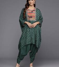 Embroidered Thread Work Pure Silk Fusion Kurta with Dhoti Pants