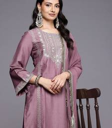Floral Embroidered Sequinned Kurta With Palazzos & Dupatta