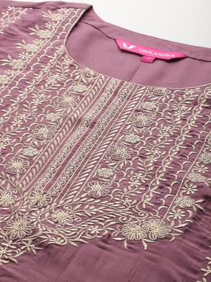 Floral Embroidered Sequinned Kurta With Palazzos & Dupatta 3