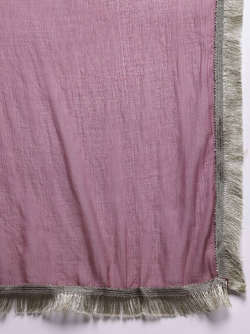Floral Embroidered Sequinned Kurta With Palazzos & Dupatta