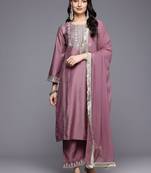 Floral Embroidered Sequinned Kurta With Palazzos & Dupatta