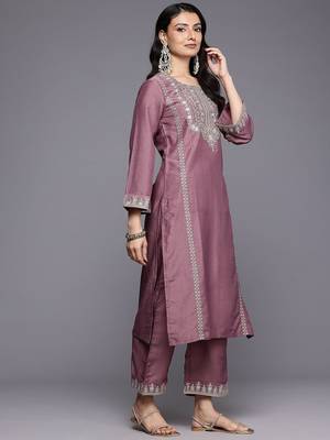 Floral Embroidered Sequinned Kurta With Palazzos & Dupatta 6