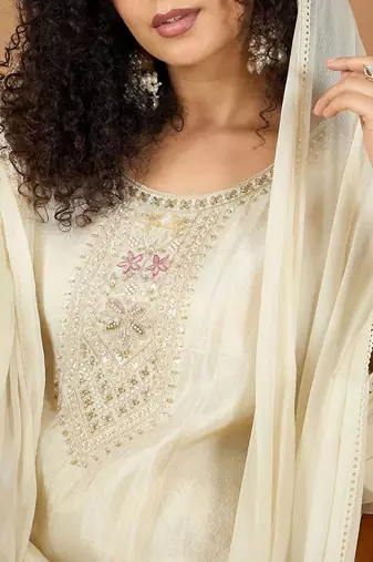 Women Ethnic Motifs Embroidered Kurta with Palazzo & Dupatta