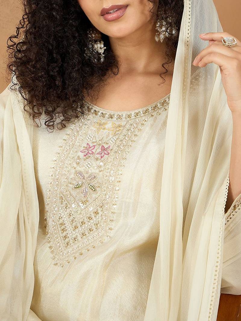 Women Ethnic Motifs Embroidered Kurta with Palazzo & Dupatta