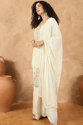 Women Ethnic Motifs Embroidered Kurta with Palazzo & Dupatta