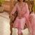 Beautiful pastel pink intricate floral embroidered kota doriya kurti pant suit set