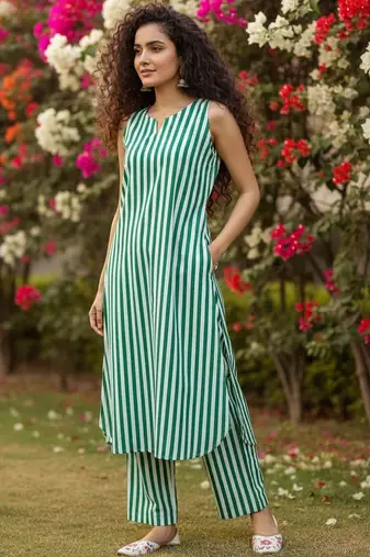 Women Printed Regular Kurta with Trousers