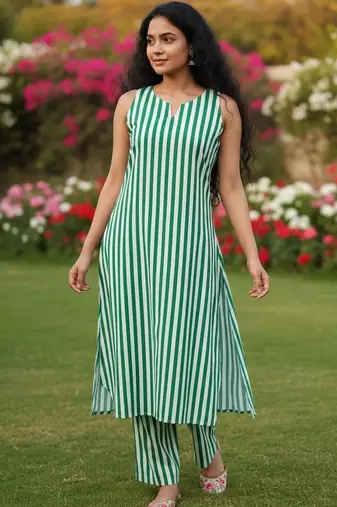 Women Printed Regular Kurta with Trousers
