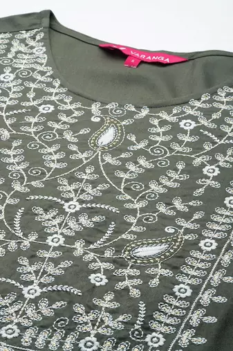 Ethnic Motif Thread Embroidered Kurta with Embroidered Trousers & Dupatta