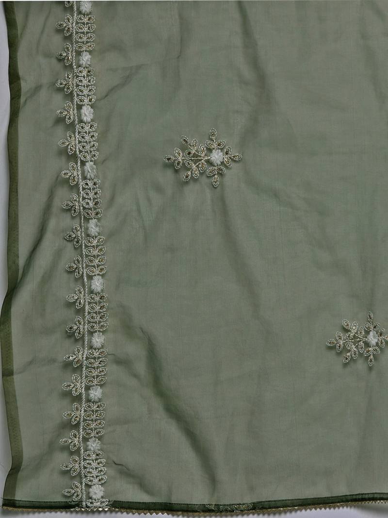 Ethnic Motif Thread Embroidered Kurta with Embroidered Trousers & Dupatta