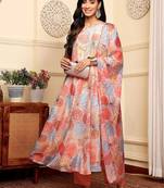 Women Printed Empire Kurta with Trousers & With Dupatta