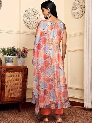 Women Printed Empire Kurta with Trousers & With Dupatta 6