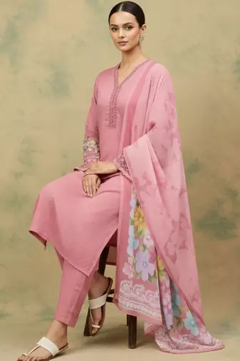 Women Floral Regular Thread Work Kurta with Trousers & With Dupatta