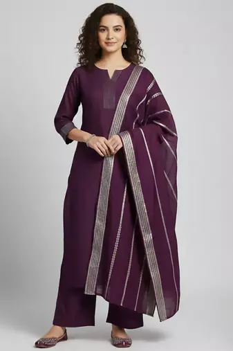 Women Regular Kurta with Palazzos & With Dupatta