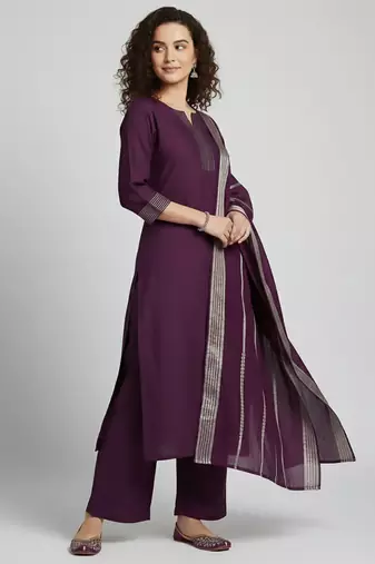 Women Regular Kurta with Palazzos & With Dupatta