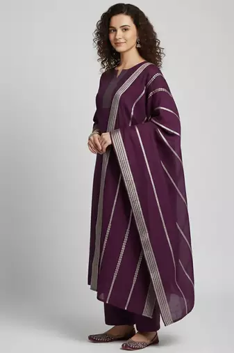 Women Regular Kurta with Palazzos & With Dupatta