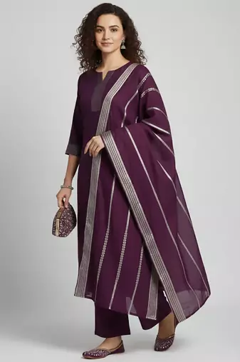 Women Regular Kurta with Palazzos & With Dupatta