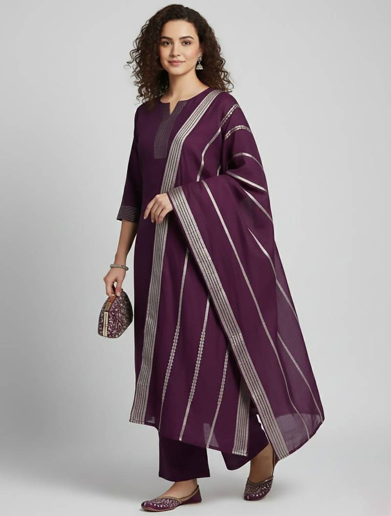 Women Regular Kurta with Palazzos & With Dupatta