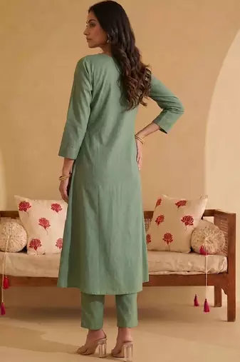 Women Ethnic Motifs Embroidered Regular Mirror Work Kurta with Trousers & With Dupatta