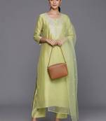 Women Ethnic Motifs Embroidered Regular Sequinned Chanderi Silk Kurta with Trousers & With Dupatta