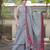 Beautiful grey solid woven handloom cotton halter-neck a-line kurti palazzo set with pure linen bordered dupatta