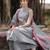 Beautiful grey solid woven handloom cotton halter-neck a-line kurti palazzo set with pure linen bordered dupatta