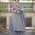 Beautiful grey solid woven handloom cotton halter-neck a-line kurti palazzo set with pure linen bordered dupatta