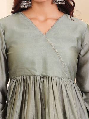 Women Angrakha Pure Silk Kurta with Sharara & With Dupatta 2