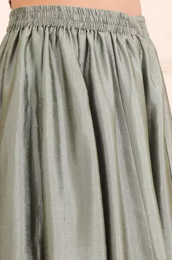 Women Angrakha Pure Silk Kurta with Sharara & With Dupatta