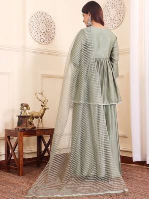 Women Angrakha Pure Silk Kurta with Sharara & With Dupatta 6
