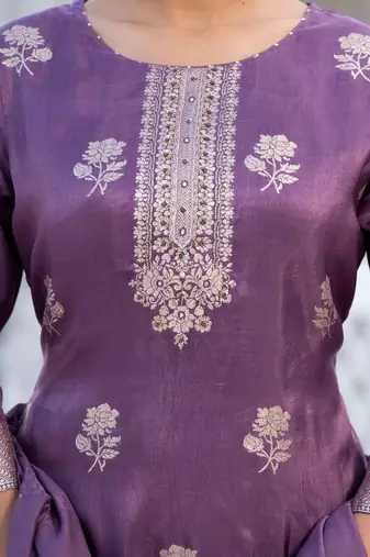 Regular Chanderi Silk Kurta with Trouser & Dupatta