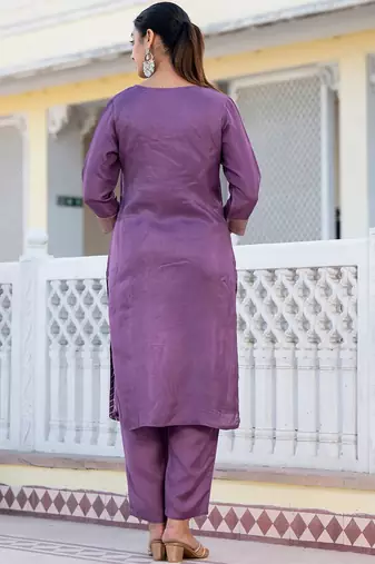Regular Chanderi Silk Kurta with Trouser & Dupatta