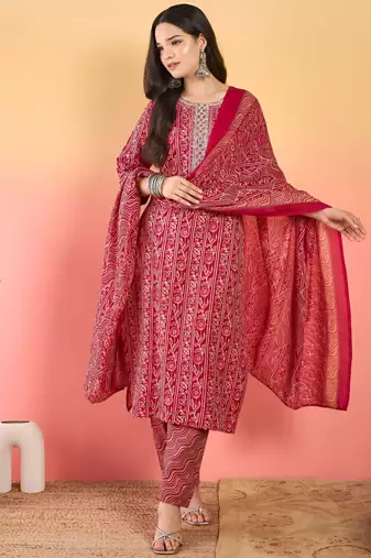 Women Ethnic Motifs Printed Kurta with Churidar & Dupatta