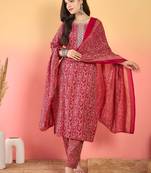 Women Ethnic Motifs Printed Kurta with Churidar & Dupatta