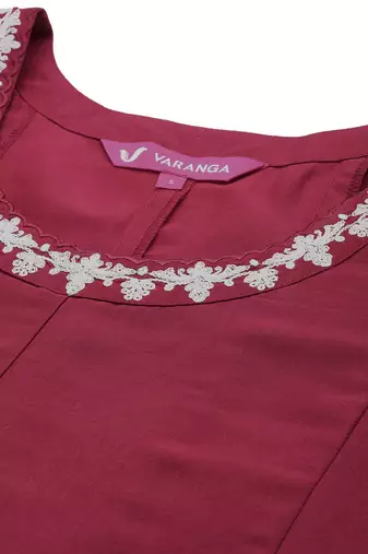 Women Embroidered Thread Work Anarkali Kurta with Trousers & With Dupatta
