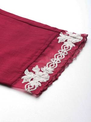 Women Embroidered Thread Work Anarkali Kurta with Trousers & With Dupatta 7