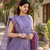 Beautiful lavender khadi linen halter-neck anarkali suit with zari border dupatta