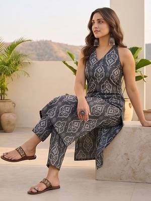Women Ethnic Motifs Dyed Regular Kurta with Trousers 6
