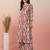 Beige Abstract Printed Shirt Collar Straight Kurta With Trouser