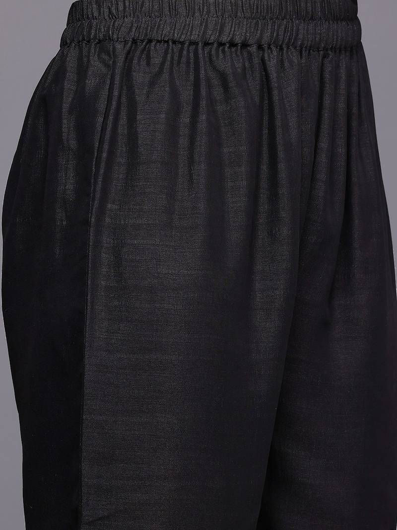 Ethnic Motifs Embroidered Zari Panelled Kurta With Trousers & Dupatta