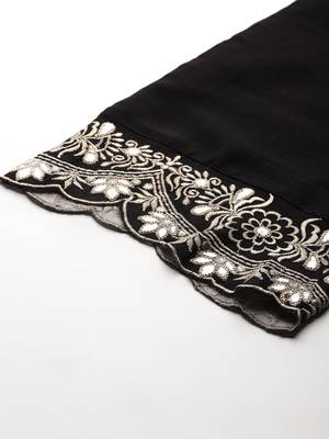Ethnic Motifs Embroidered Zari Panelled Kurta With Trousers & Dupatta 9
