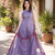 Beautiful lavender khadi linen halter-neck anarkali suit with zari border dupatta