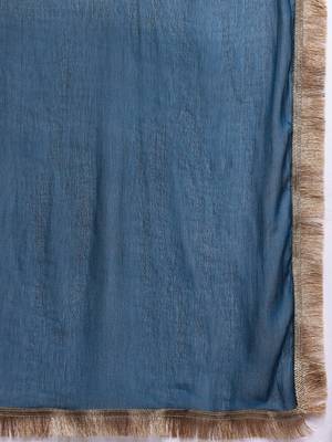 Ethnic Motifs Embroidered Zari Kurta With Palazzos & Dupatta 5