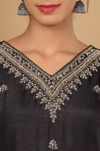 Ethnic Motifs Woven Design Zari Pure Silk Straight Kurta With Trouser & Dupatta